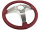VSW S6 Step Leather Series 14-Inch Steering Wheel; Red and Stainless Steel (77-79 Corvette C3)