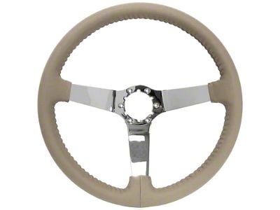 VSW S6 Step Leather Series 14-Inch Steering Wheel; Tan and Chrome (77-82 Corvette C3)