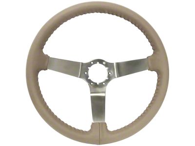 VSW S6 Step Leather Series 14-Inch Steering Wheel; Tan and Stainless Steel (77-79 Corvette C3)