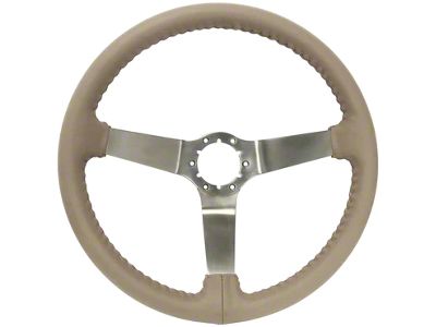 VSW S6 Step Leather Series 14-Inch Steering Wheel; Tan and Stainless Steel (77-79 Corvette C3)