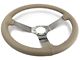 VSW S6 Step Leather Series 14-Inch Steering Wheel; Tan and Stainless Steel (77-79 Corvette C3)