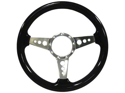 VSW S9 Deluxe Wood 14-Inch 3-Spoke Steering Wheel; Black Ash (Universal; Some Adaptation May Be Required)