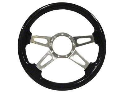 VSW S9 Deluxe Wood 14-Inch 4-Spoke Steering Wheel; Black Ash (Universal; Some Adaptation May Be Required)
