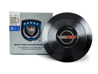 VSW S9 Premium Steering Wheel Horn Button with C4 Corvette Emblem; Black