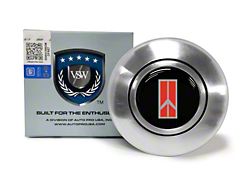 VSW Retro Series Steering Wheel Horn Button with Rocket II Emblem; Silver