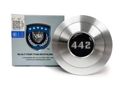 VSW S9 Premium Steering Wheel Horn Button with Silver 442 Emblem; Silver