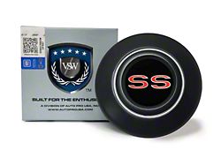 VSW Retro Series Steering Wheel Horn Button with Red SS Emblem; Black