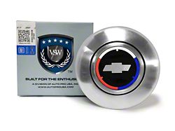 VSW Retro Series Steering Wheel Horn Button with Tri-Color Bowtie Emblem; Silver