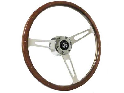 VSW S6 Classic Deluxe Wood Series 15-Inch Steering Wheel; Walnut with Rivets (70-88 Monte Carlo)