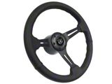 VSW S6 Sport 14-Inch Steering Wheel; Black Leather with Black Anodized (70-88 Monte Carlo)
