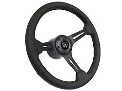 VSW S6 Sport 14-Inch Steering Wheel; Black Leather with Black Anodized (70-88 Monte Carlo)