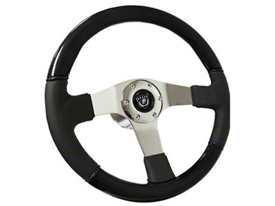 VSW S6 Sport 14-Inch Steering Wheel; Black Leather with Black Ash Wood (70-88 Monte Carlo)
