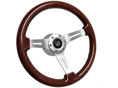 VSW S6 Sport Wood Series 14-Inch Steering Wheel; Mahogany with Brushed Aluminum (70-88 Monte Carlo)