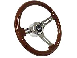 VSW S6 Sport Wood Series 14-Inch Steering Wheel; Mahogany with Chrome Aluminum (70-88 Monte Carlo)
