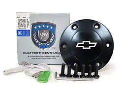 VSW S6 Standard Steering Wheel Horn Button with Silver Bow Tie Emblem; Black