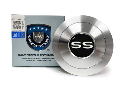 VSW S9 Premium Steering Wheel Horn Button with White SS Emblem; Silver