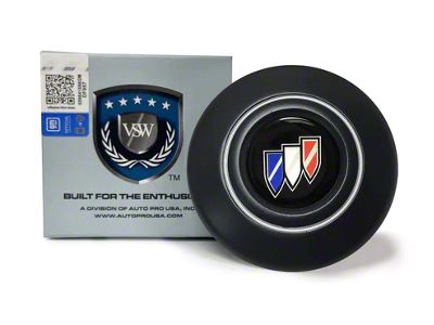 VSW Retro Series Steering Wheel Horn Button with Tri-Shield Emblem; Black