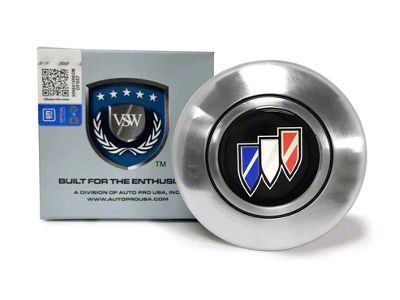 VSW Retro Series Steering Wheel Horn Button with Tri-Shield Emblem; Silver