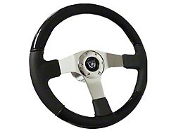 VSW S6 Sport 14-Inch Steering Wheel; Black Leather with Black Ash Wood (69-87 Caballero, El Camino, Sprint)