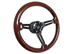 VSW S6 Sport Wood Series 14-Inch Steering Wheel; Mahogany with Black Anodized (69-87 Caballero, El Camino, Sprint)