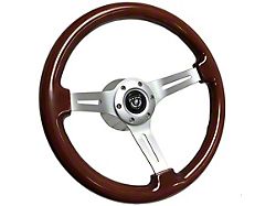 VSW S6 Sport Wood Series 14-Inch Steering Wheel; Mahogany with Brushed Aluminum (69-89 Firebird)