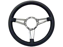 VSW S9 Premium Leather Series 14-Inch Steering Wheel Kit with Blue Oval Emblem; Black (70-76 Ranchero)