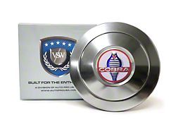 VSW S9 Premium Steering Wheel Horn Button with Classic Shelby Cobra Emblem; Silver