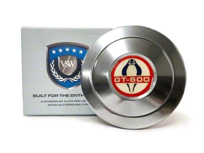VSW S9 Premium Steering Wheel Horn Button with GT-500 Emblem; Silver