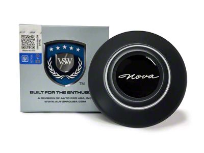 VSW Retro Series Steering Wheel Horn Button with 1965 Nova Emblem; Black