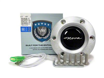 VSW S6 Standard Steering Wheel Horn Button with 1965 Nova Emblem; Brushed