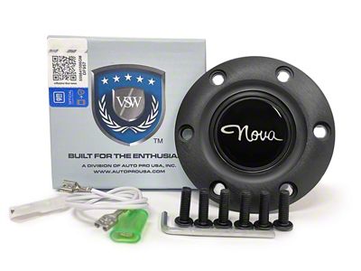 VSW S6 Standard Steering Wheel Horn Button with 62-64 Nova Emblem; Black