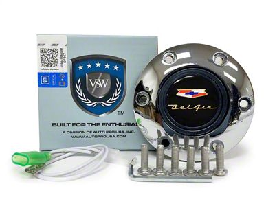 VSW S6 Standard Steering Wheel Horn Button with Bel Air Emblem; Chrome