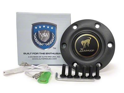 VSW S6 Standard Steering Wheel Horn Button with Bronco Emblem; Black