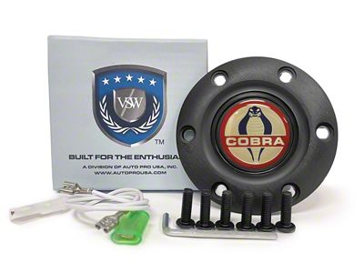 VSW S6 Standard Steering Wheel Horn Button with Cobra Emblem; Black