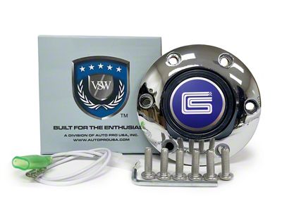 VSW S6 Standard Steering Wheel Horn Button with CS Emblem; Chrome