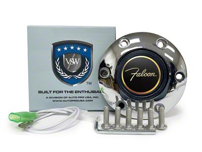 VSW S6 Standard Steering Wheel Horn Button with Falcon Emblem; Chrome