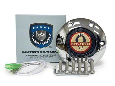 VSW S6 Standard Steering Wheel Horn Button with GT-350 Emblem; Chrome