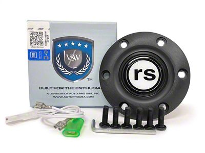 VSW S6 Standard Steering Wheel Horn Button with RS Emblem; Black