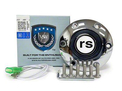 VSW S6 Standard Steering Wheel Horn Button with RS Emblem; Chrome