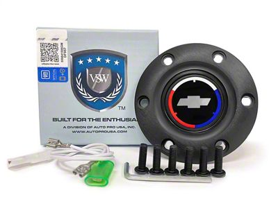 VSW S6 Standard Steering Wheel Horn Button with Tri-Color Bowtie Emblem; Black