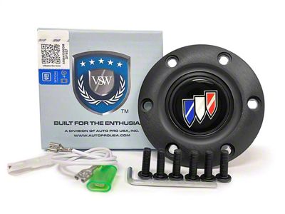 VSW S6 Standard Steering Wheel Horn Button with Tri-Shield Emblem; Black