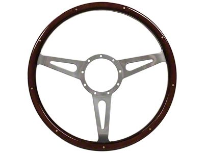 VSW S9 Classic Wood Series Riveted 15-Inch Steering Wheel; Espresso (Universal; Some Adaptation May Be Required)
