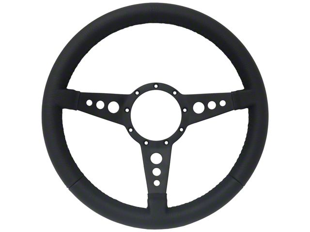 VSW S9 Premium Leather Series 3-Spoke 14-Inch Steering Wheel; Black (Universal; Some Adaptation May Be Required)