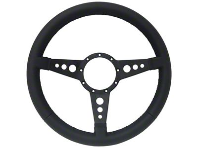 VSW S9 Premium Leather Series 3-Spoke 14-Inch Steering Wheel; Black (Universal; Some Adaptation May Be Required)