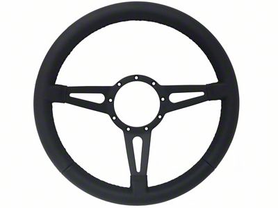 VSW S9 Premium Leather Series 3-Spoke Slot 14-Inch Steering Wheel; Black (Universal; Some Adaptation May Be Required)