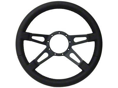 VSW S9 Premium Leather Series 4-Spoke Slot 14-Inch Steering Wheel; Black (Universal; Some Adaptation May Be Required)