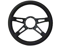 VSW S9 Premium Leather Series 4-Spoke Slot 14-Inch Steering Wheel; Black (Universal; Some Adaptation May Be Required)