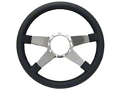 VSW S9 Premium Leather Series Solid Four Spoke 15-Inch Steering Wheel; Polished Anodized (Universal; Some Adaptation May Be Required)