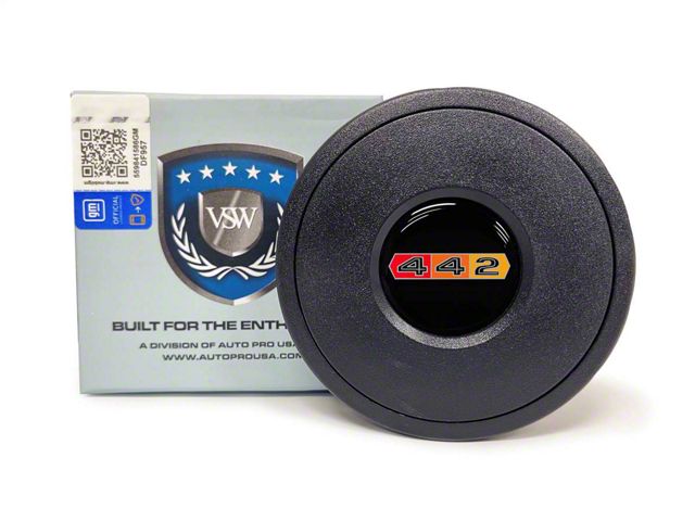 VSW S9 Standard Steering Wheel Horn Button with 442 Emblem; Black