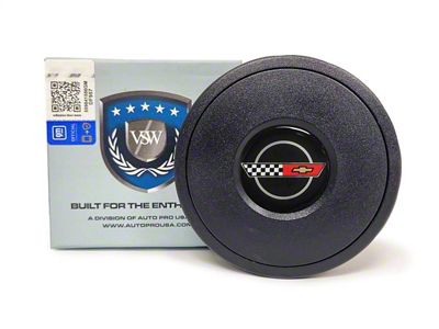 VSW S9 Standard Steering Wheel Horn Button with C4 Corvette Emblem; Black